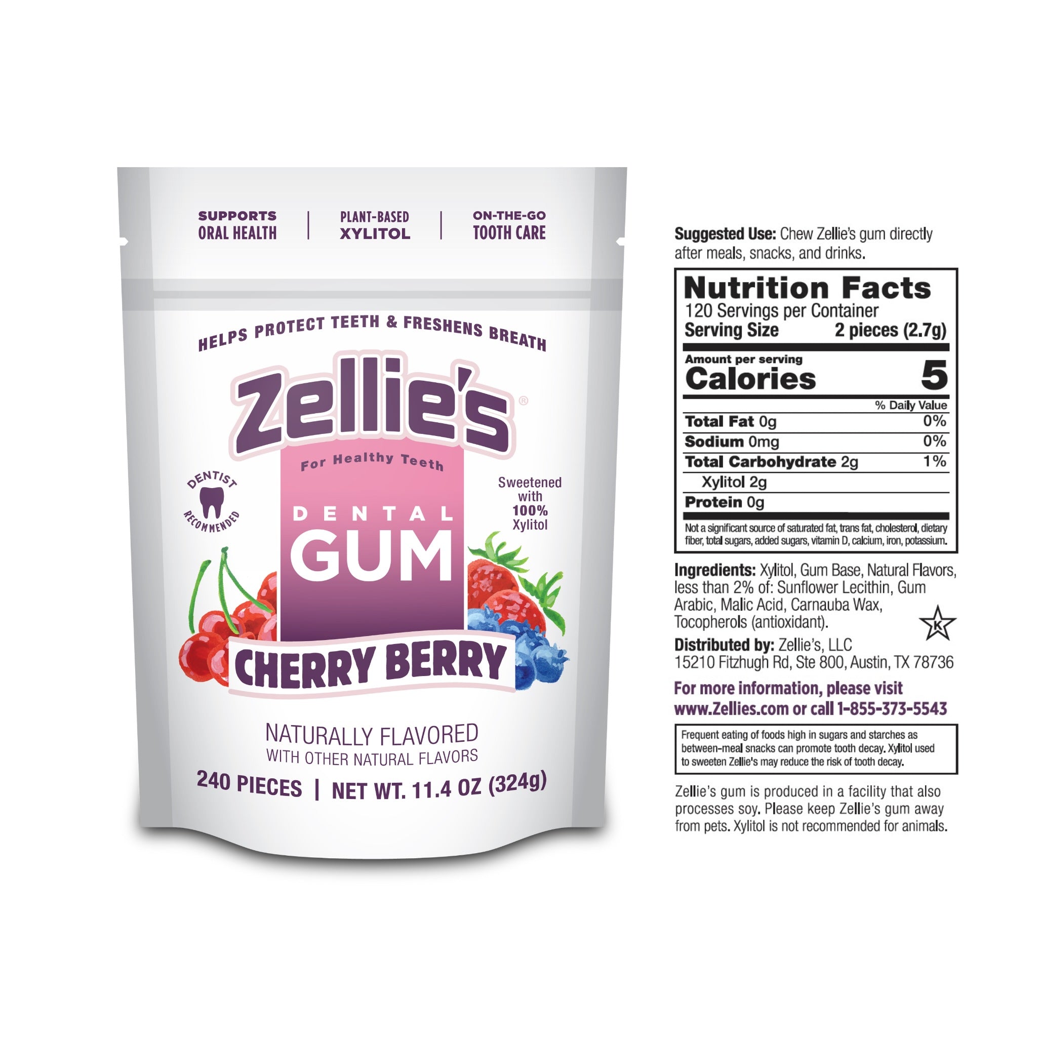 CHERRY BERRY Xylitol Dental Gum – Zellie's