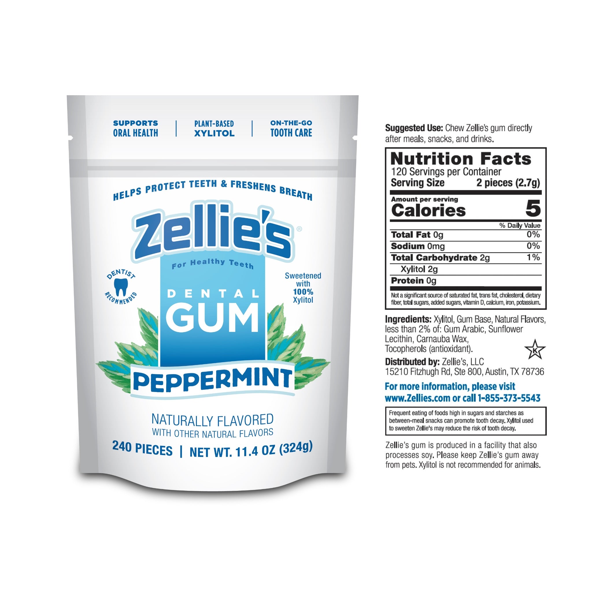 PEPPERMINT Xylitol Dental Gum – Zellie's