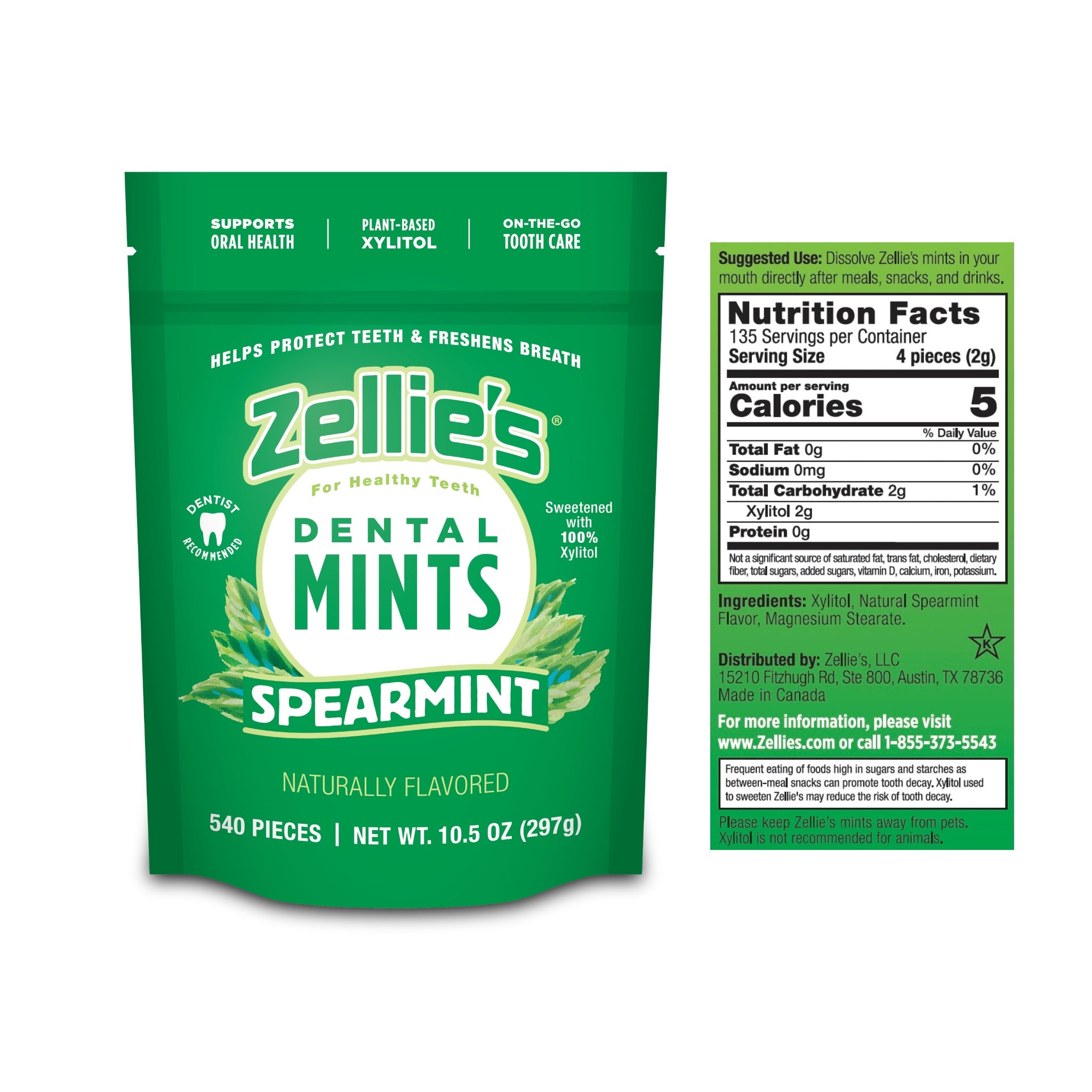 SPEARMINT Xylitol Dental Mints – Zellie's